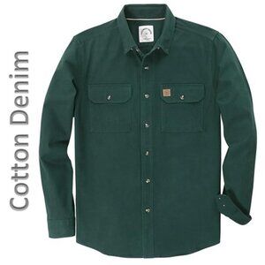 DUBINIK Denim Button Down Shirt Cotton Regular Fit Casual Work Shirt